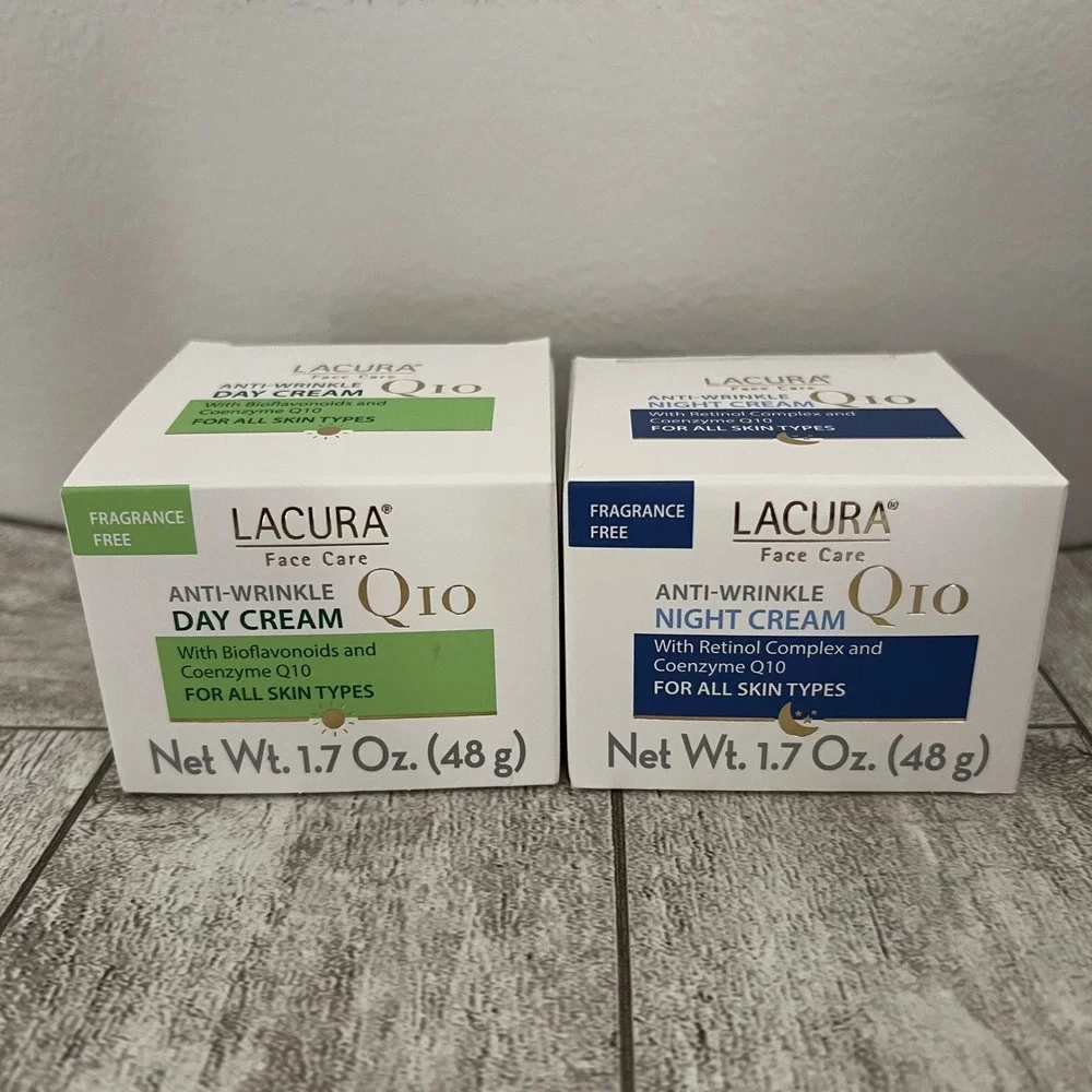 Lacura Q10 Anti-Wrinkle Day‎ and Night Cream Set Fragrance Free 1.7oz New Sealed